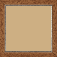 Cadre bois profil plat largeur 2.5cm couleur marron ton bois filet argent - 28x34