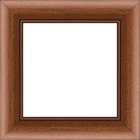 Cadre bois profil arrondi largeur 4.7cm couleur marron ton bois satiné rehaussé d'un filet noir - 61x46