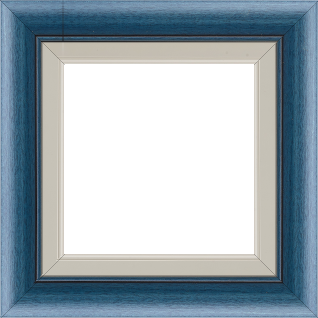 Cadre bois profil arrondi largeur 4.7cm couleur bleu cobalt satiné rehaussé d'un filet noir + bois profil plat marie louise largeur 2.5cm couleur crème filet crème (largeur totale du cadre 6.4cm) - 40x40