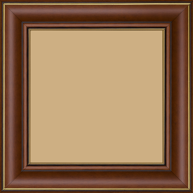 Cadre bois profil doucine inversée largeur 4.4cm  marron rustique filet or - 50x100