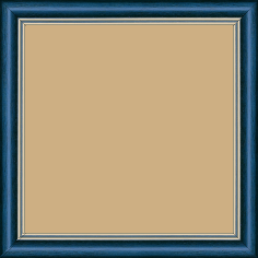Cadre bois profil doucine inversée largeur 2.3cm bleu tropical satiné double filet or - 24x36