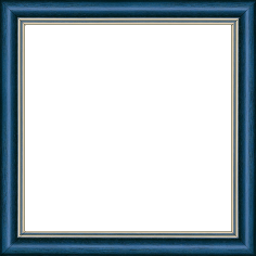 Cadre bois profil doucine inversée largeur 2.3cm bleu tropical satiné double filet or - 61x46