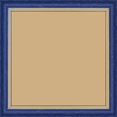 Cadre bois profil doucine inversée largeur 2.3cm bleu cérusé double filet or - 34x40