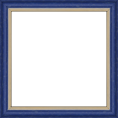 Cadre bois profil doucine inversée largeur 2.3cm bleu cérusé double filet or - 61x46