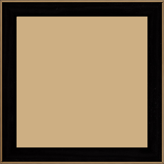 Cadre bois profil arrondi en pente plongeant largeur 2.4cm couleur noir satiné,veine du bois  apparent (pin) , angle du cadre extérieur filet or chromé - 20x20