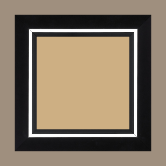 Cadre bois profil pente largeur 4.5cm de couleur noir mat filet blanc - 60x90