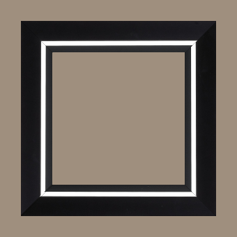 Cadre bois profil pente largeur 4.5cm de couleur noir mat filet blanc - 100x65