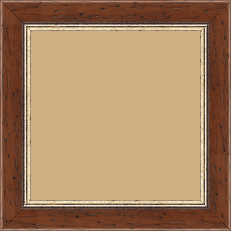 Cadre bois profil arrondi largeur 3.5cm marron satiné classique filet or - 50x100