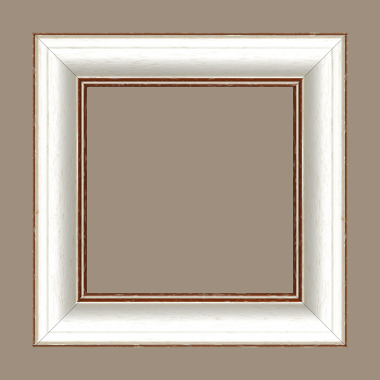 Cadre bois profil bombé largeur 5cm couleur blanchie satiné filet marron foncé - 65x46
