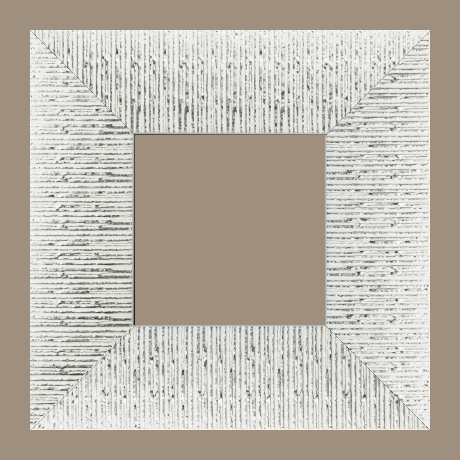 Cadre bois profil plat largeur 10.5cm couleur blanc mat strié argent chromé en relief