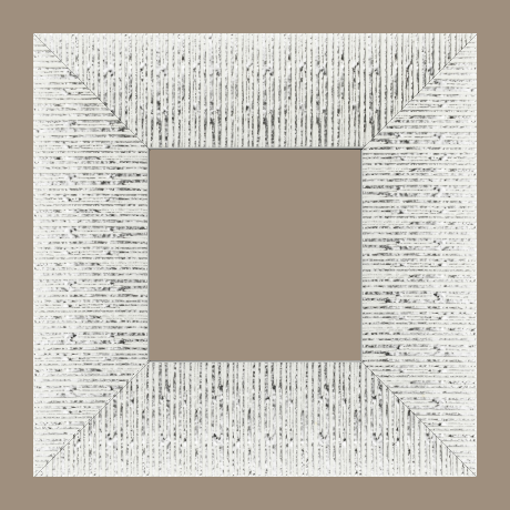 Cadre bois profil plat largeur 10.5cm couleur blanc mat strié argent chromé en relief - 116x89