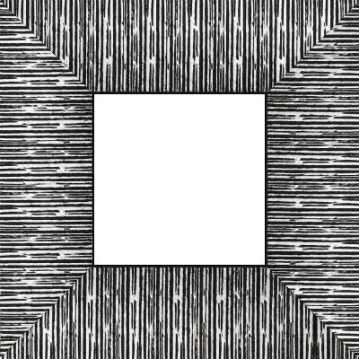 Cadre bois profil plat largeur 10.5cm couleur noir mat strié argent chromé en relief - 70x70