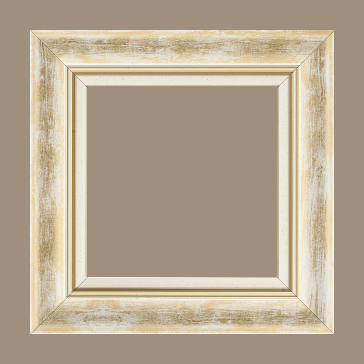 Cadre bois profil incurvé largeur 5.7cm de couleur blanc fond or marie louise blanche mouchetée filet or intégré - 70x100