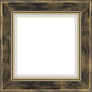 Cadre bois profil incurvé largeur 5.7cm de couleur noir fond or marie louise blanche mouchetée filet or intégré