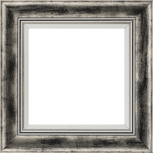 Cadre bois profil incurvé largeur 5.7cm de couleur noir fond argent marie louise blanche mouchetée filet argent intégré