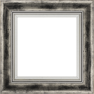 Cadre bois profil incurvé largeur 5.7cm de couleur noir fond argent marie louise blanche mouchetée filet argent intégré - 116x89