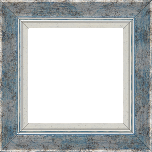 Cadre bois profil incurvé largeur 5.7cm de couleur bleu fond argent marie louise blanche mouchetée filet argent intégré - 65x54