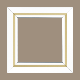 Cadre bois profil pente largeur 4.5cm de couleur blanc mat filet or - 65x46