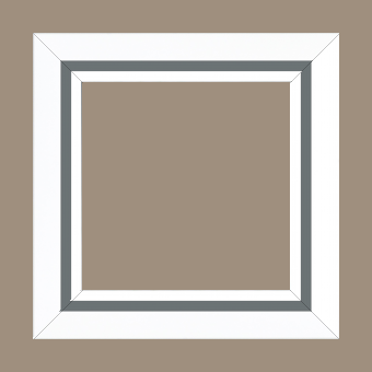 Cadre bois profil pente largeur 4.5cm de couleur blanc mat filet gris - 100x65