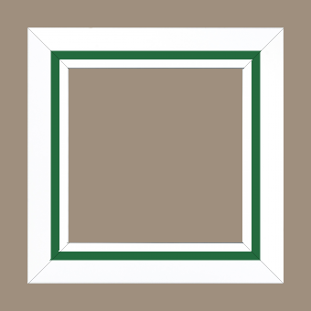 Cadre bois profil pente largeur 4.5cm de couleur blanc mat filet vert - 29.7x42