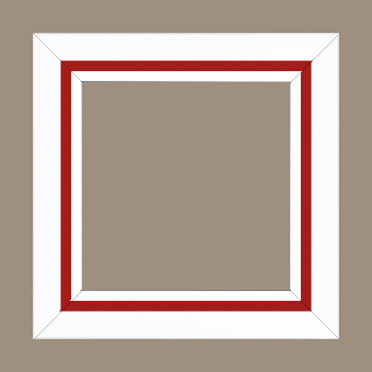 Cadre bois profil pente largeur 4.5cm de couleur blanc mat filet rouge