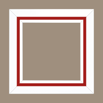 Cadre bois profil pente largeur 4.5cm de couleur blanc mat filet rouge - 61x38