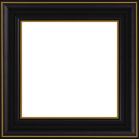 Cadre bois profil doucine inversée largeur 4.4cm  couleur noire satiné filet or - 65x46