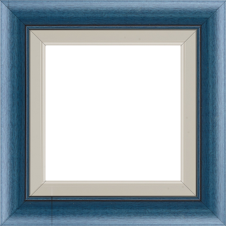 Cadre bois profil arrondi largeur 4.7cm couleur bleu cobalt satiné rehaussé d'un filet noir + bois profil plat marie louise largeur 2.5cm couleur crème filet crème (largeur totale du cadre 6.4cm)