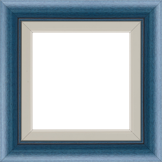 Cadre bois profil arrondi largeur 4.7cm couleur bleu cobalt satiné rehaussé d'un filet noir + bois profil plat marie louise largeur 2.5cm couleur crème filet crème (largeur totale du cadre 6.4cm) - 24x36