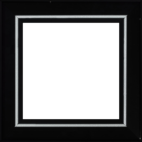 Cadre bois profil pente largeur 4.5cm de couleur noir mat filet argent - 41x33