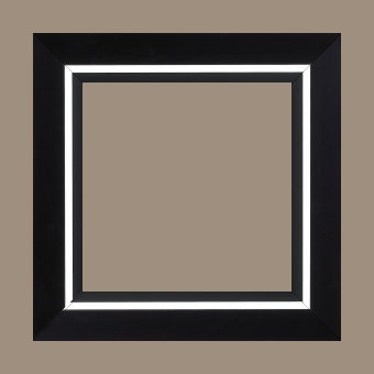 Cadre bois profil pente largeur 4.5cm de couleur noir mat filet blanc - 70x70