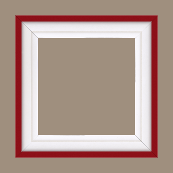 Caisse bois caisse américaine profil escalier largeur 4.4cm blanc mat filet rouge (spécialement conçu pour les châssis d'une épaisseur jusqu’à 2.5cm )