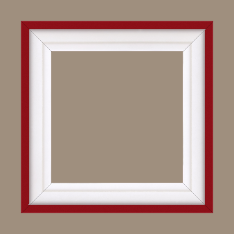 Caisse bois caisse américaine profil escalier largeur 4.4cm blanc mat filet rouge (spécialement conçu pour les châssis d'une épaisseur jusqu’à 2.5cm ) - 60x60