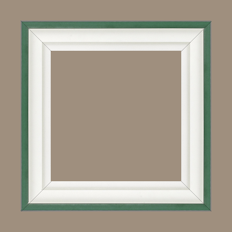Caisse bois caisse américaine profil escalier largeur 4.4cm blanc mat filet vert (spécialement conçu pour les châssis d'une épaisseur jusqu’à 2.5cm )