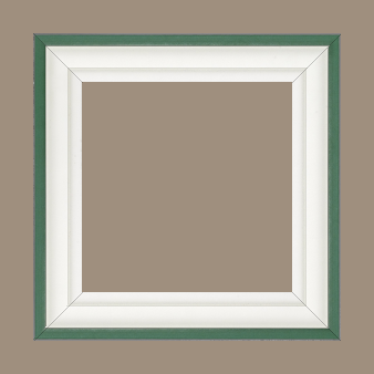 Caisse bois caisse américaine profil escalier largeur 4.4cm blanc mat filet vert (spécialement conçu pour les châssis d'une épaisseur jusqu’à 2.5cm ) - 60x60