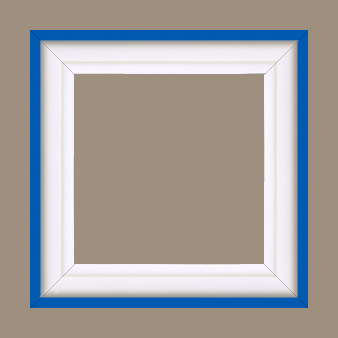 Caisse bois caisse américaine profil escalier largeur 4.4cm blanc mat filet bleu (spécialement conçu pour les châssis d'une épaisseur jusqu’à 2.5cm )