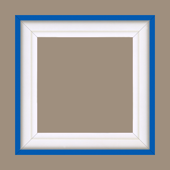 Caisse bois caisse américaine profil escalier largeur 4.4cm blanc mat filet bleu (spécialement conçu pour les châssis d'une épaisseur jusqu’à 2.5cm ) - 15x21