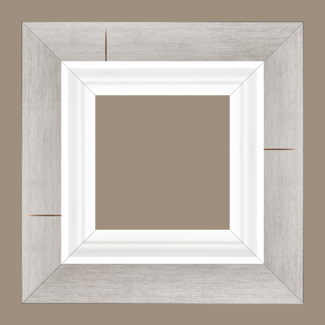 Caisse bois profil plat largeur 6cm couleur argent contemporain satiné haut de gamme + bois caisse américaine profil escalier largeur 4.5cm blanc mat (spécialement conçu pour les châssis d'une épaisseur jusqu’à 2.5cm ) largeur totale du cadre 9.6cm - 50x50