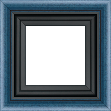 Caisse bois profil arrondi largeur 4.7cm couleur bleu cobalt satiné rehaussé d'un filet noir + bois caisse américaine profil escalier largeur 4.4cm noir mat   (spécialement conçu pour les châssis d'une épaisseur jusqu’à 2.5cm ) largeur total du cadre : 8.3cm - 59.4x84.1