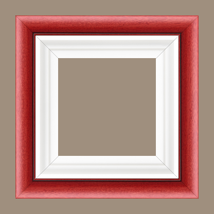 Caisse bois profil arrondi largeur 4.7cm couleur rouge cerise satiné rehaussé d'un filet noir + bois caisse américaine profil escalier largeur 4.4cm blanc mat   (spécialement conçu pour les châssis d'une épaisseur jusqu’à 2.5cm ) largeur total du cadre : 8.3cm - 35x27