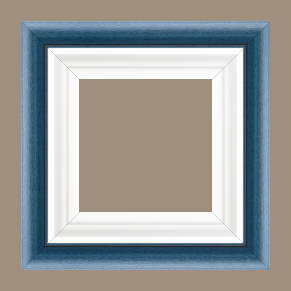 Caisse bois profil arrondi largeur 4.7cm couleur bleu cobalt satiné rehaussé d'un filet noir + bois caisse américaine profil escalier largeur 4.4cm blanc mat   (spécialement conçu pour les châssis d'une épaisseur jusqu’à 2.5cm ) largeur total du cadre : 8.3cm - 50x100