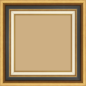 Cadre bois largeur 5.2cm or gorge noire  marie louise crème filet or intégrée - 25x60 Cadre bois largeur 5.2cm or gorge noire  marie louise crème filet or intégrée - 25x60