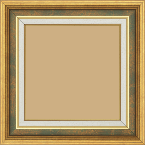 Cadre bois largeur 5.2cm or gorge vert fond or  marie louise crème filet or intégrée - 20x30 Cadre bois largeur 5.2cm or gorge vert fond or  marie louise crème filet or intégrée - 20x30