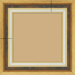 Cadre bois largeur 5.2cm or gorge bleu fond or marie louise crème filet or intégrée - 25x60 Cadre bois largeur 5.2cm or gorge bleu fond or marie louise crème filet or intégrée - 25x60