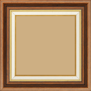 Cadre bois largeur 5.2cm marron rustique  marie louise crème filet or intégrée - 60x90 Cadre bois largeur 5.2cm marron rustique  marie louise crème filet or intégrée - 60x90