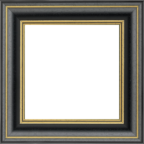 Cadre bois profil bombé largeur 5cm couleur noir satiné filet or - 30x30 Cadre bois profil bombé largeur 5cm couleur noir satiné filet or - 30x30