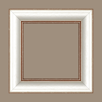 Cadre bois profil bombé largeur 5cm couleur blanchie satiné filet marron foncé - 61x46