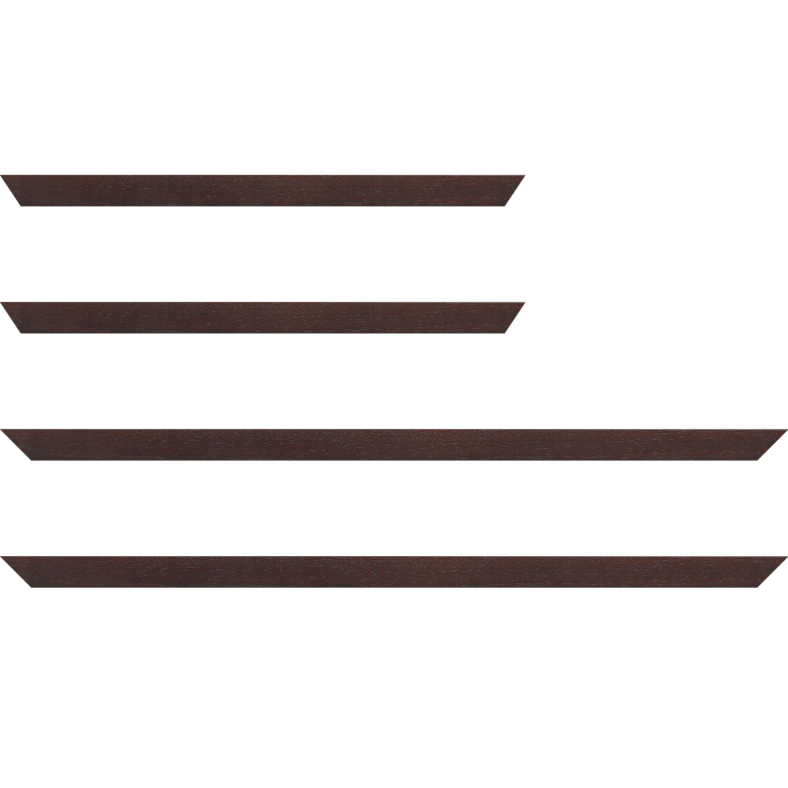 Baguette bois profil plat largeur 2cm hauteur 3.3cm marron foncé satiné (aussi appelé cache clou)