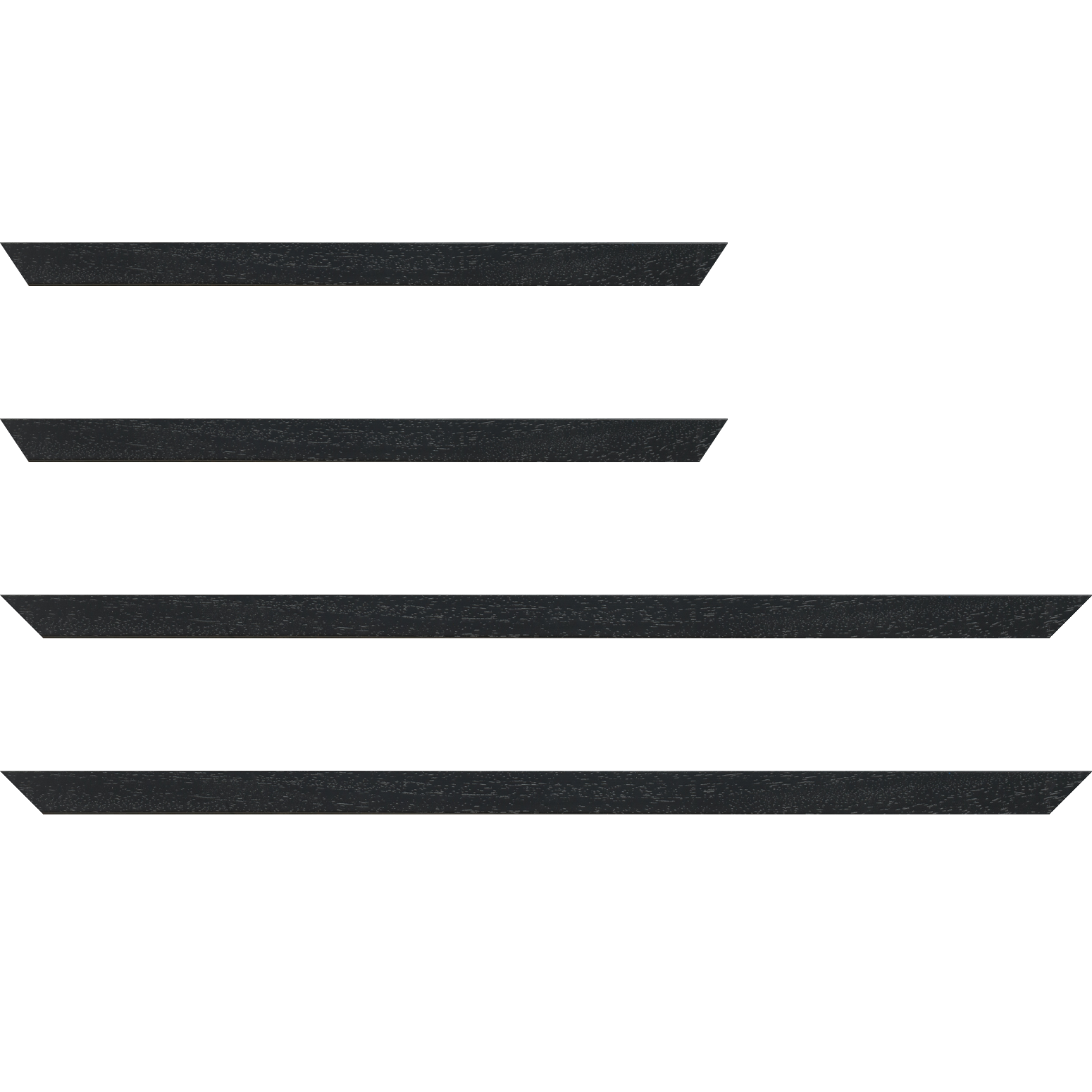 Baguette bois profil plat largeur 2cm hauteur 3.3cm couleur noir satiné (aussi appelé cache clou)