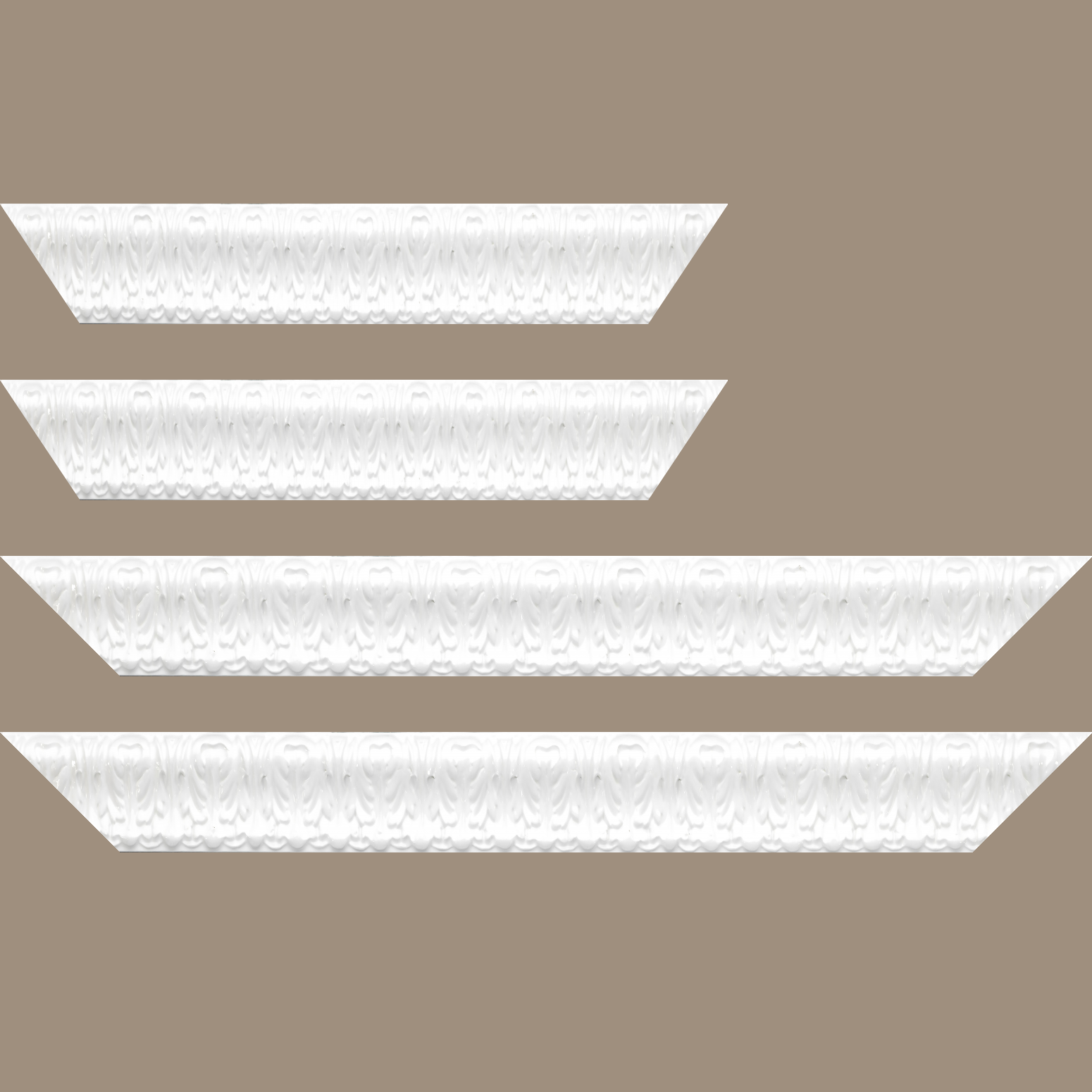Baguette bois profil incurvé largeur 5.3cm couleur blanc laqué style baroque